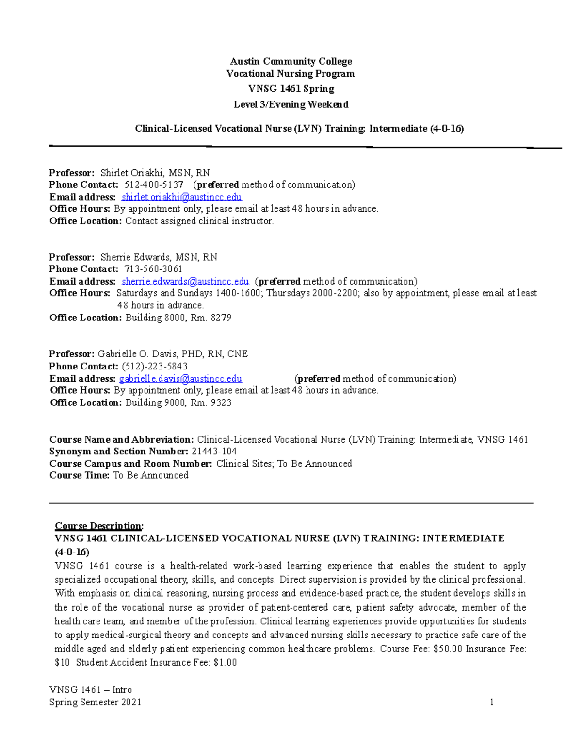 Lvn Course Outline