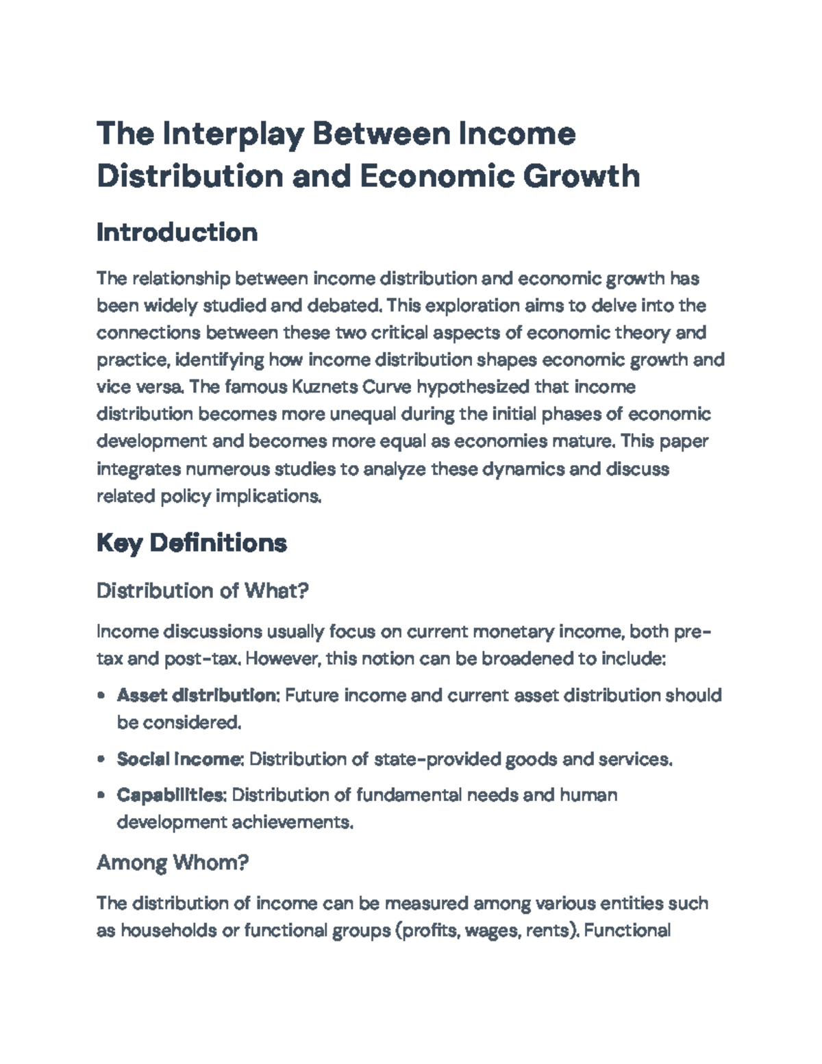 Exploring the Relationship Between Income Distribution and Economic ...