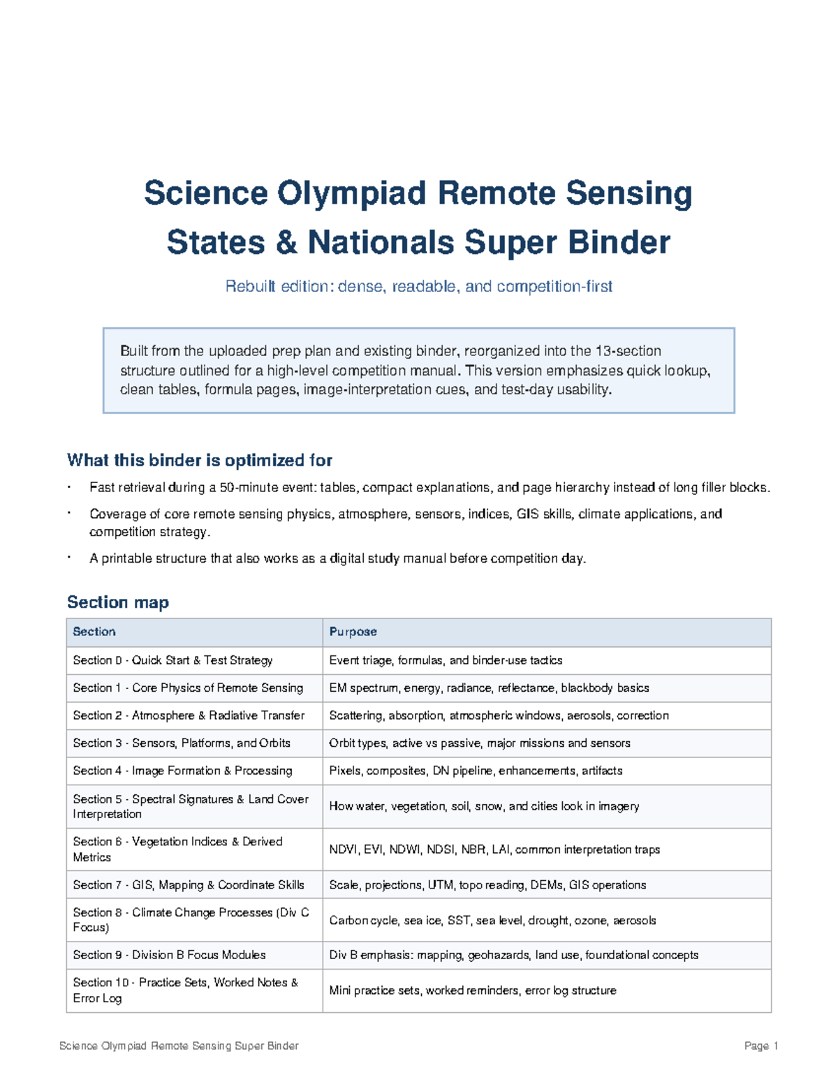 Science Olympiad Remote Sensing Super Binder: Rebuilt Edition for ...