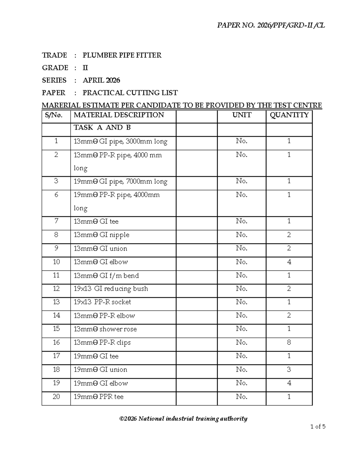 T-PPFII - Practical Cutting List & Material Estimate for Plumber Grade ...