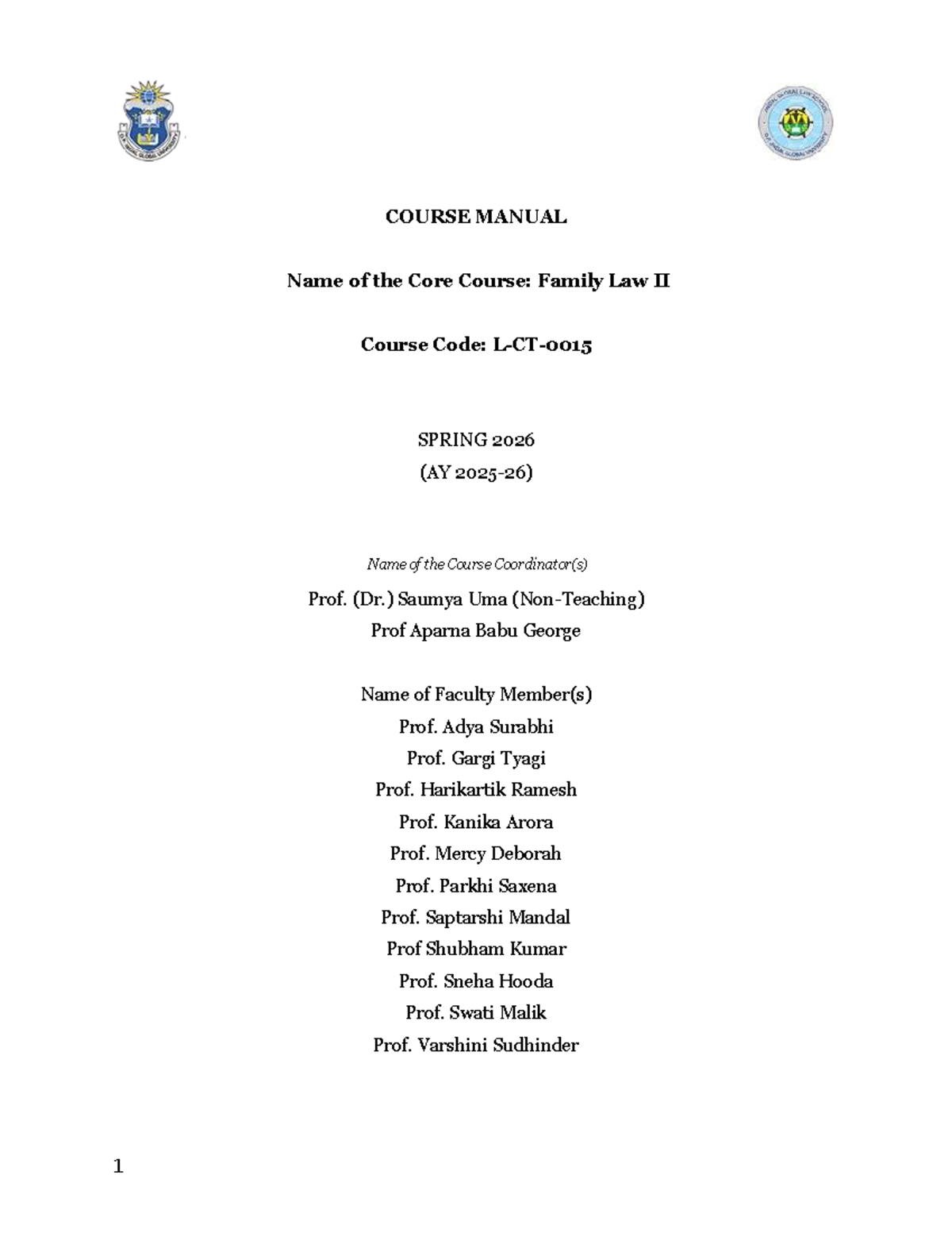 Family Law II Course Manual - SPRING 2026 - Studocu