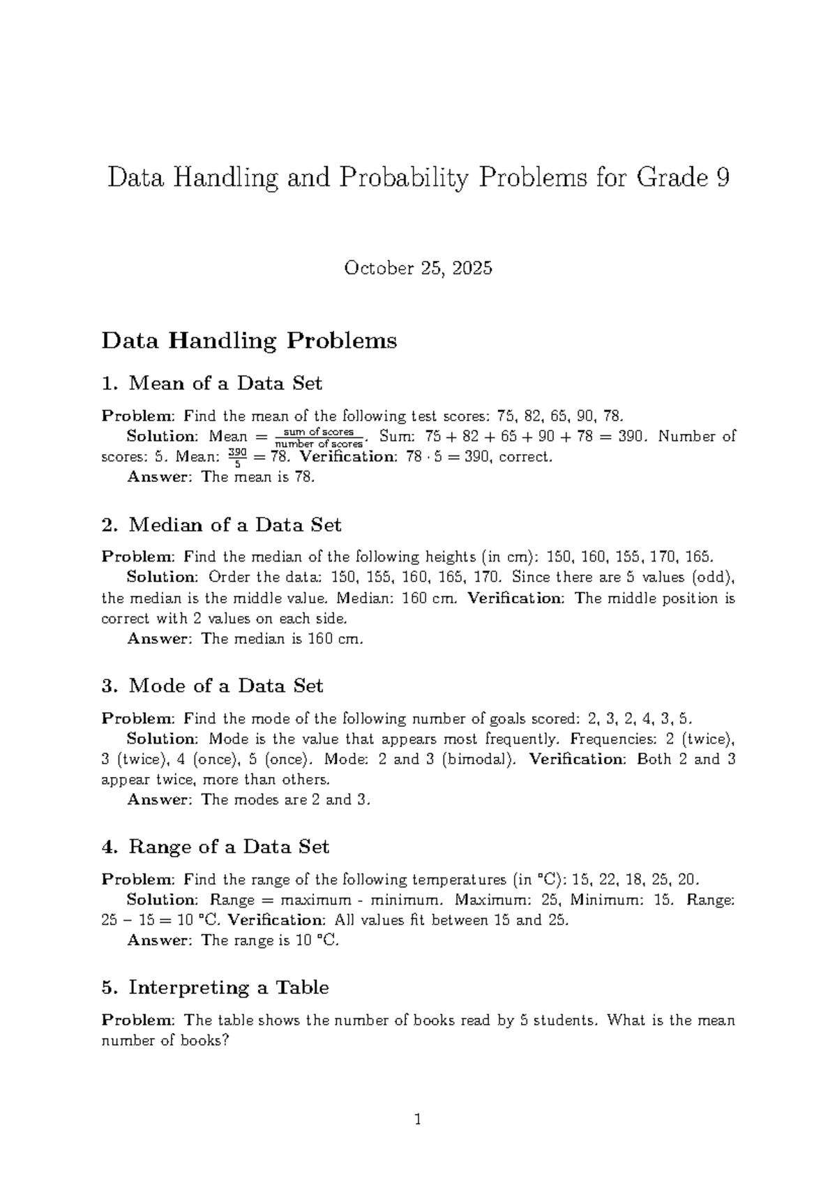 Grade 9 Data Handling & Probability Solutions - Oct 25, 2025 - Studocu