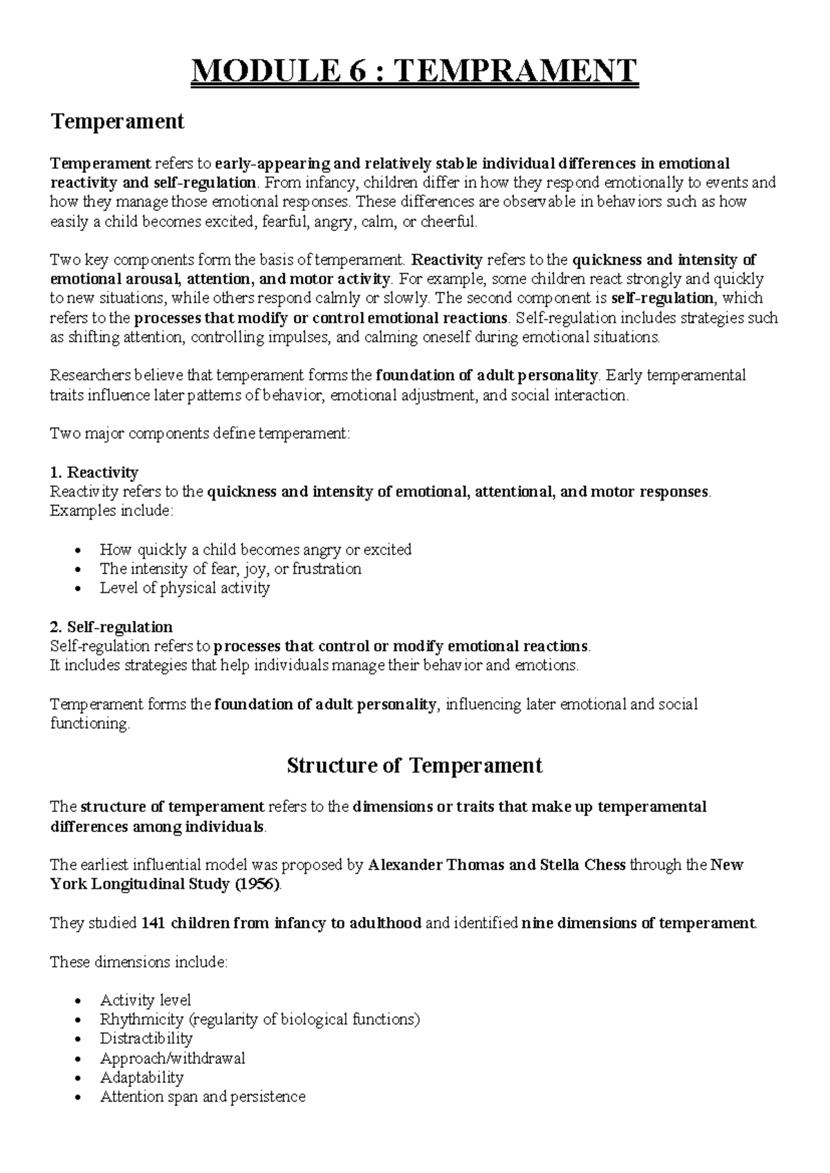 Child Module 6: Understanding Temperament and Emotional Development ...
