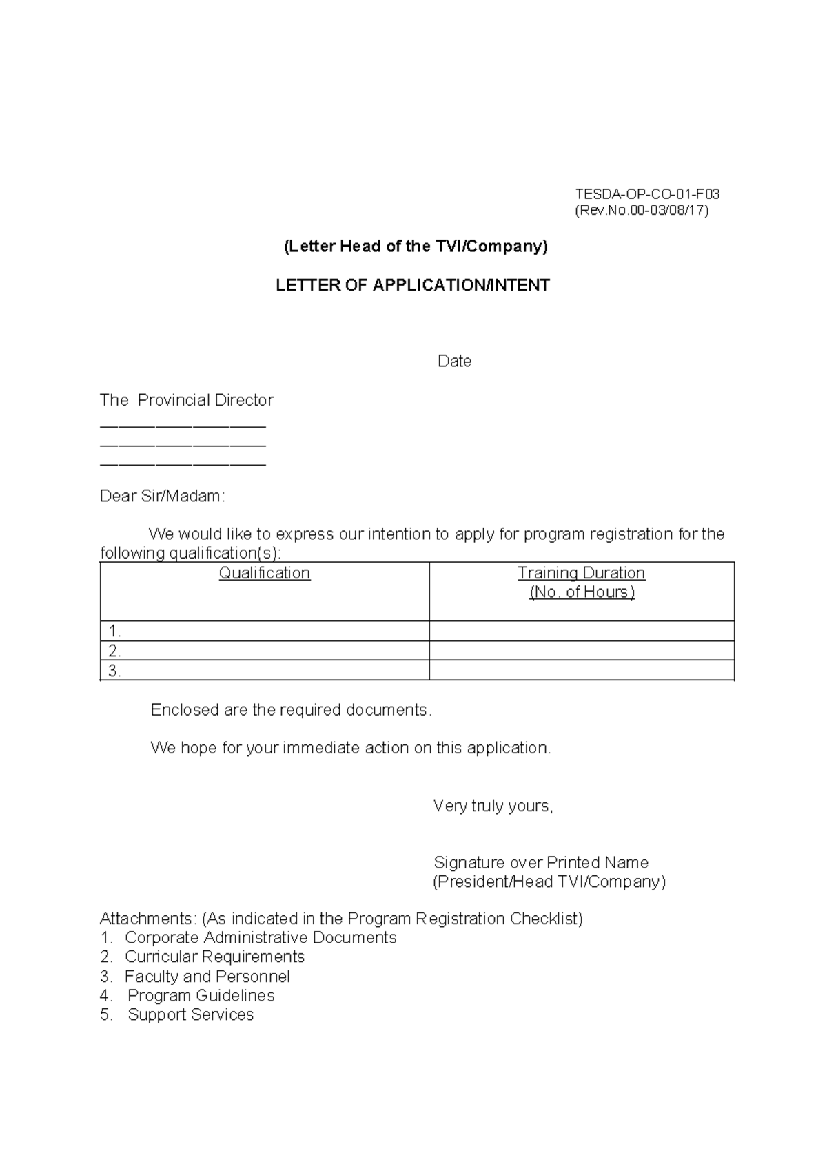 Annex 8 - Program Registration Forms for TVI Applications - Studocu