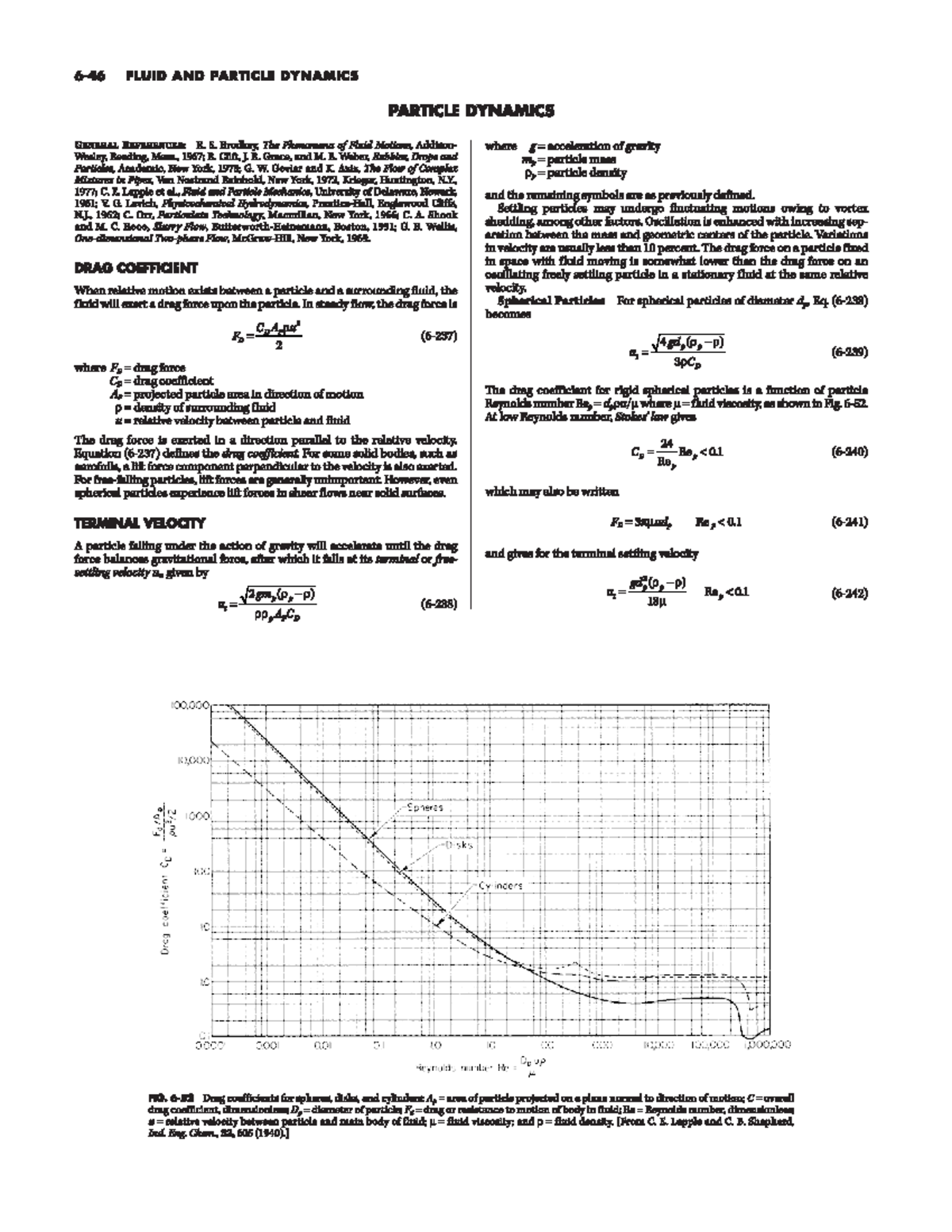 Fluid and Particle Dynamics: Drag Coefficient vs. Reynolds Number ...