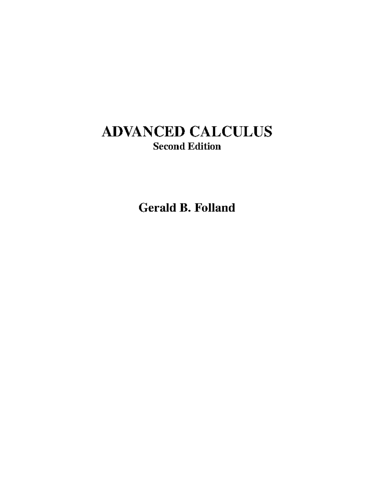 Vcalc ADVANCED CALCULUS Full Lecture Notes: Chapters 1-3 - Studocu