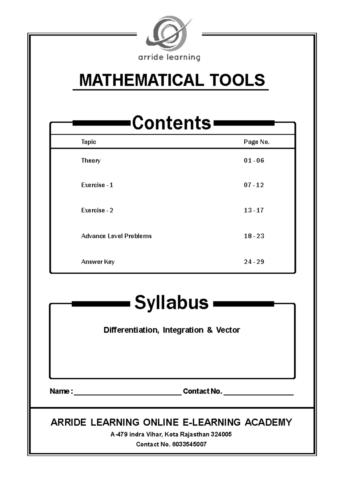 MATHEMATICAL TOOLS (MATH101) - Practice Exercises and Theory - Studocu