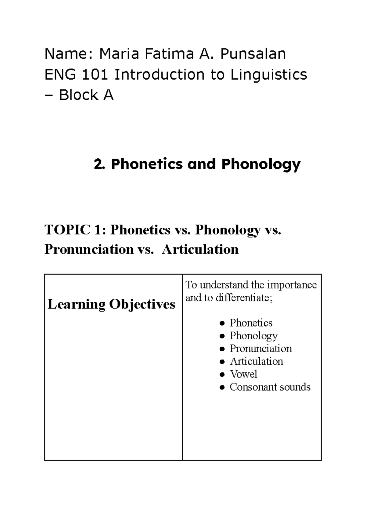 ENG 101 Final Exam: Phonetics vs. Phonology Overview - Studocu