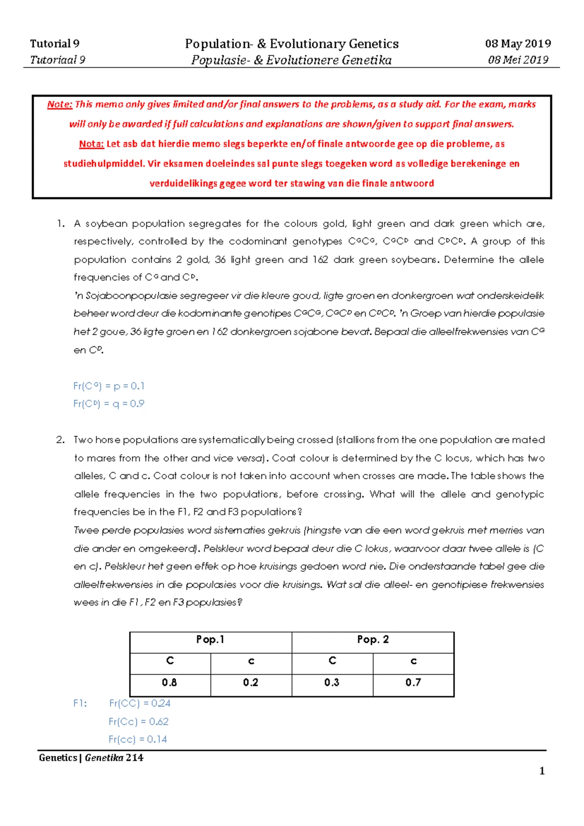 Genetics Revision TEST: Key Concepts and Practice Questions - Studocu