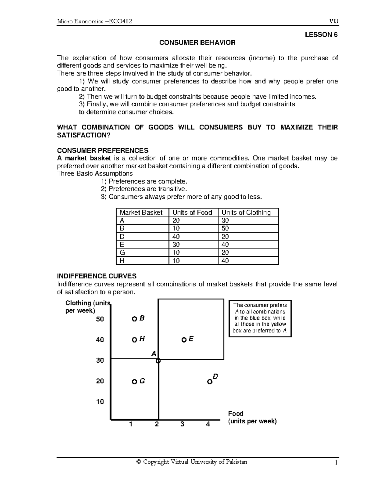 Lesson 6: Consumer Behavior in Micro Economics (ECO402) - Studocu