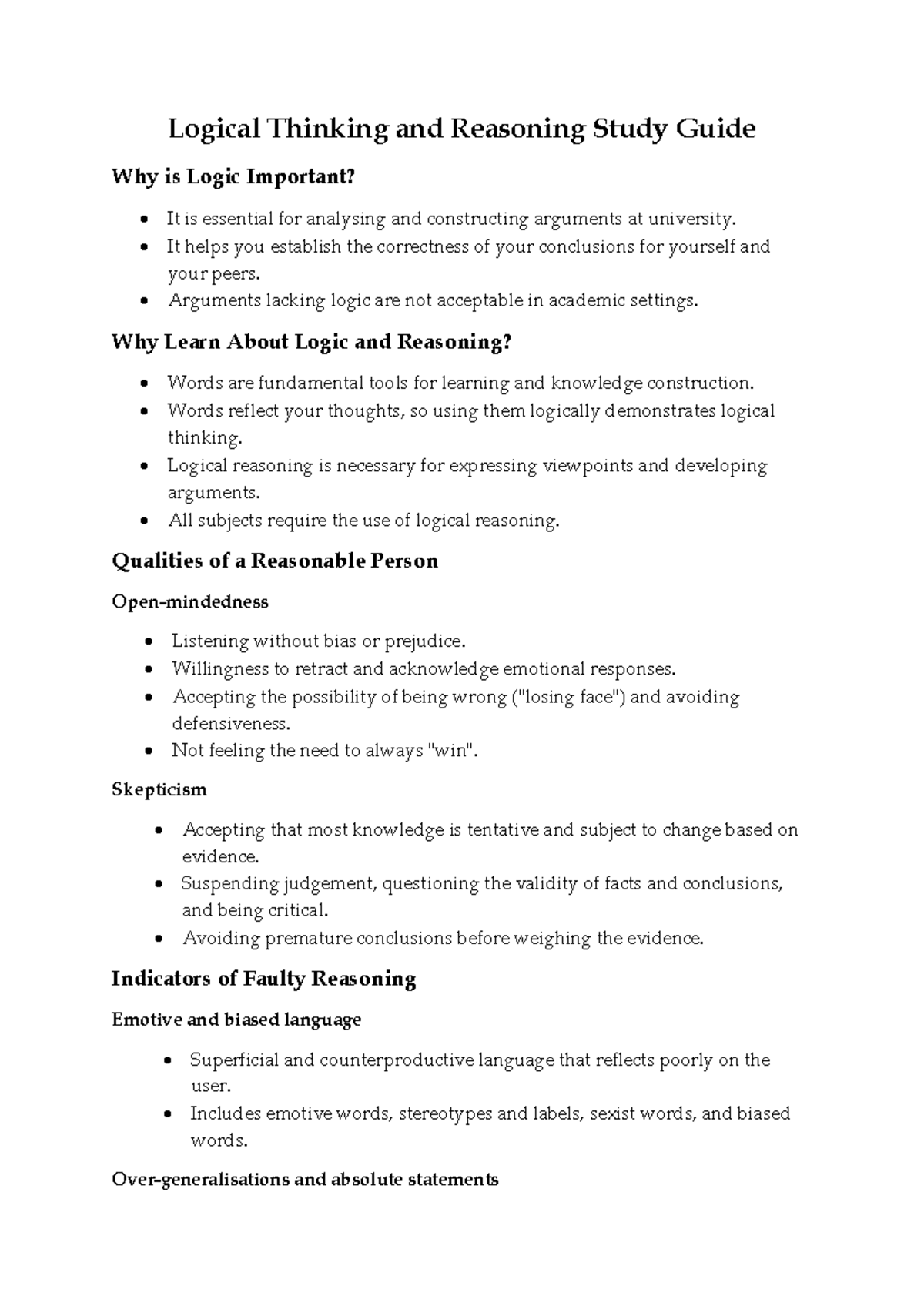 Logical Thinking and Reasoning Study Guide (EFL) - Studeersnel