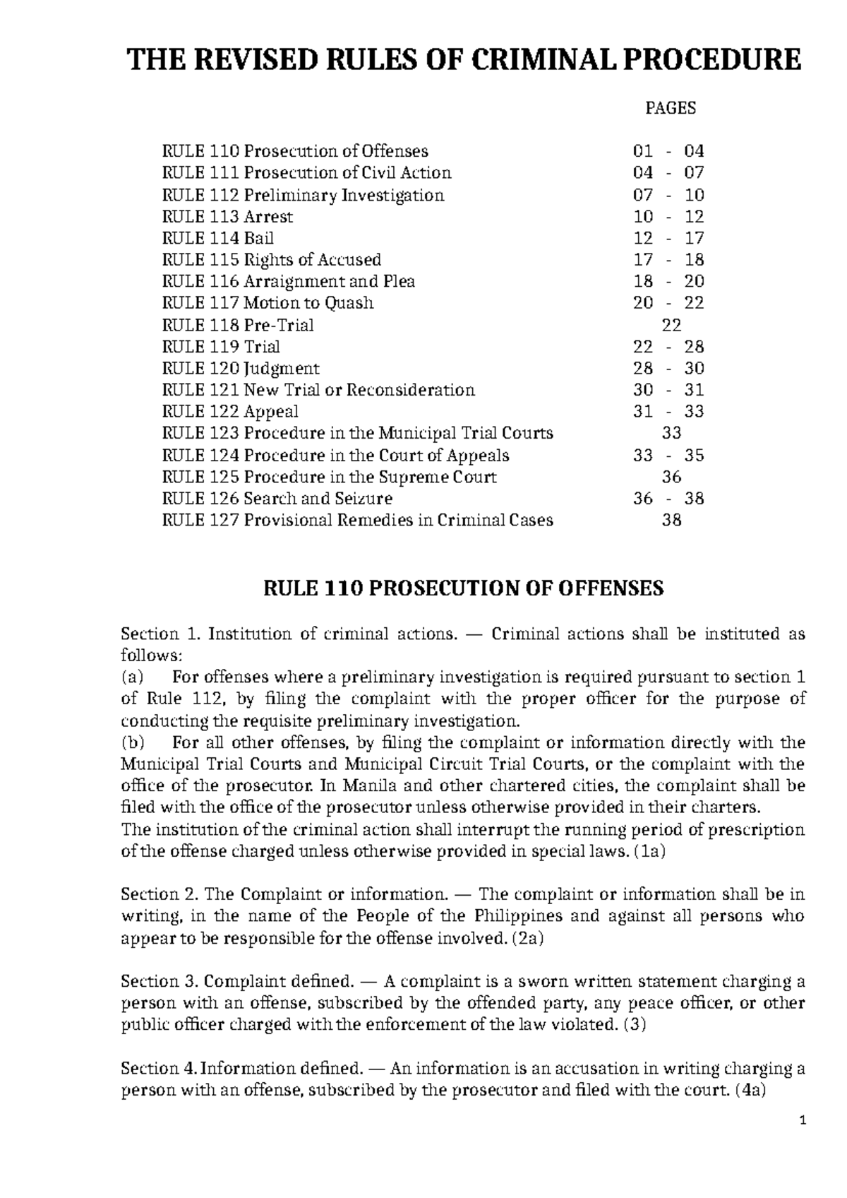 Revised Rules of Criminal Procedure: Comprehensive Overview and Guide ...