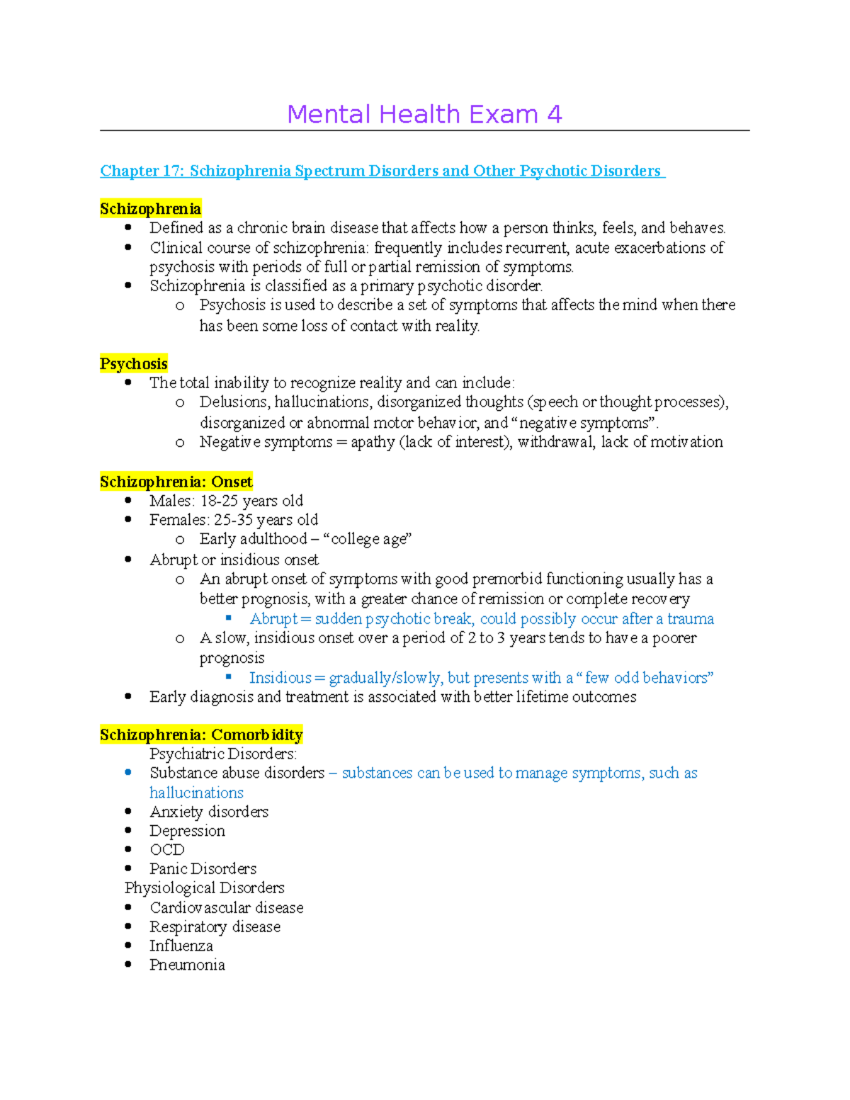Mental Health Exam 4 - study guide - Mental Health Exam 4 Chapter 17 ...