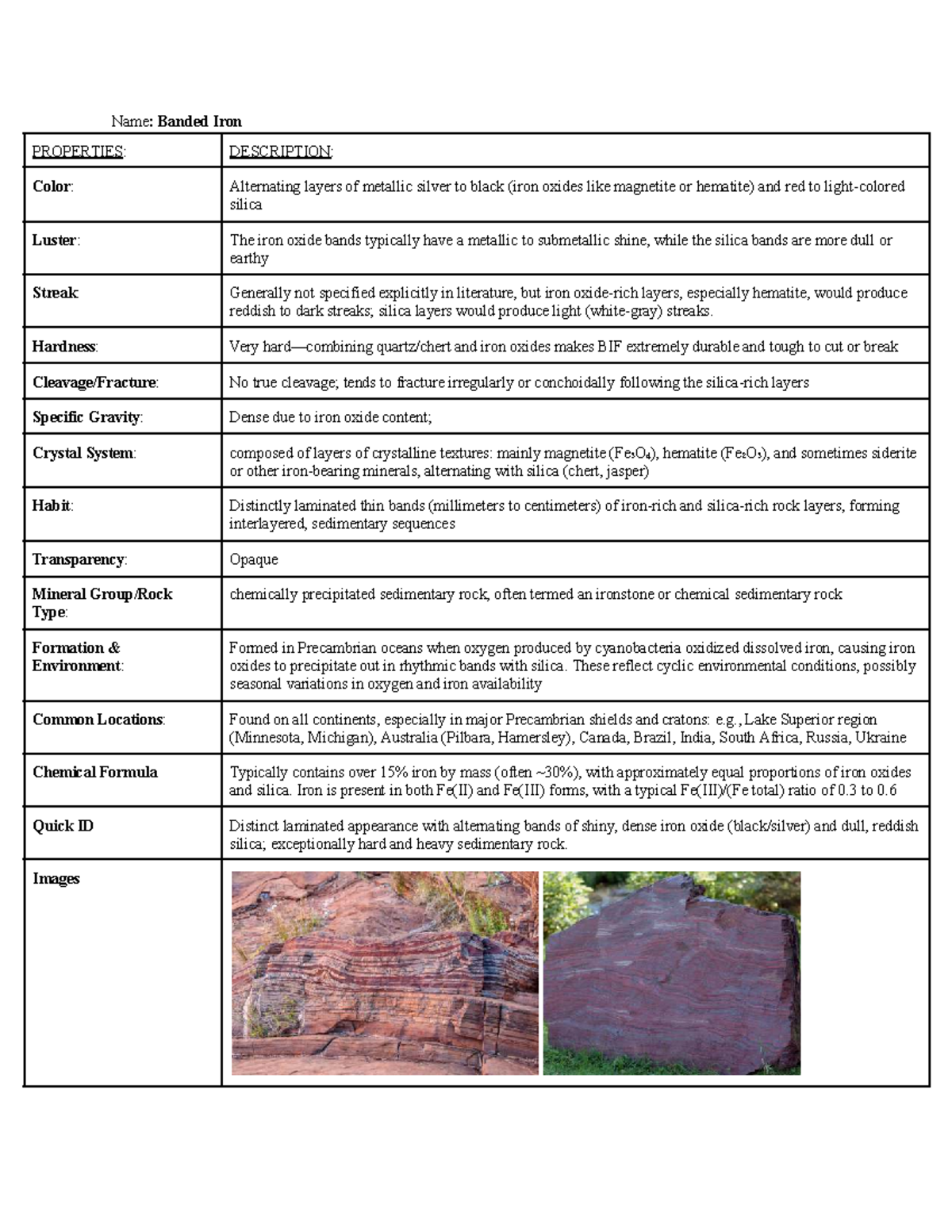 Sedimentary Rock Properties Overview - WDW - Studocu