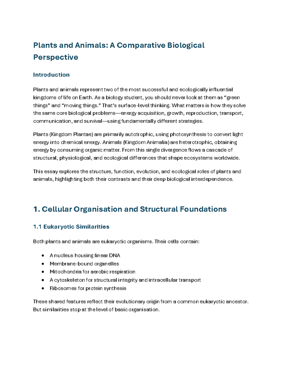 BIO 101: Comparative Study of Plants and Animals in Biology - Studocu