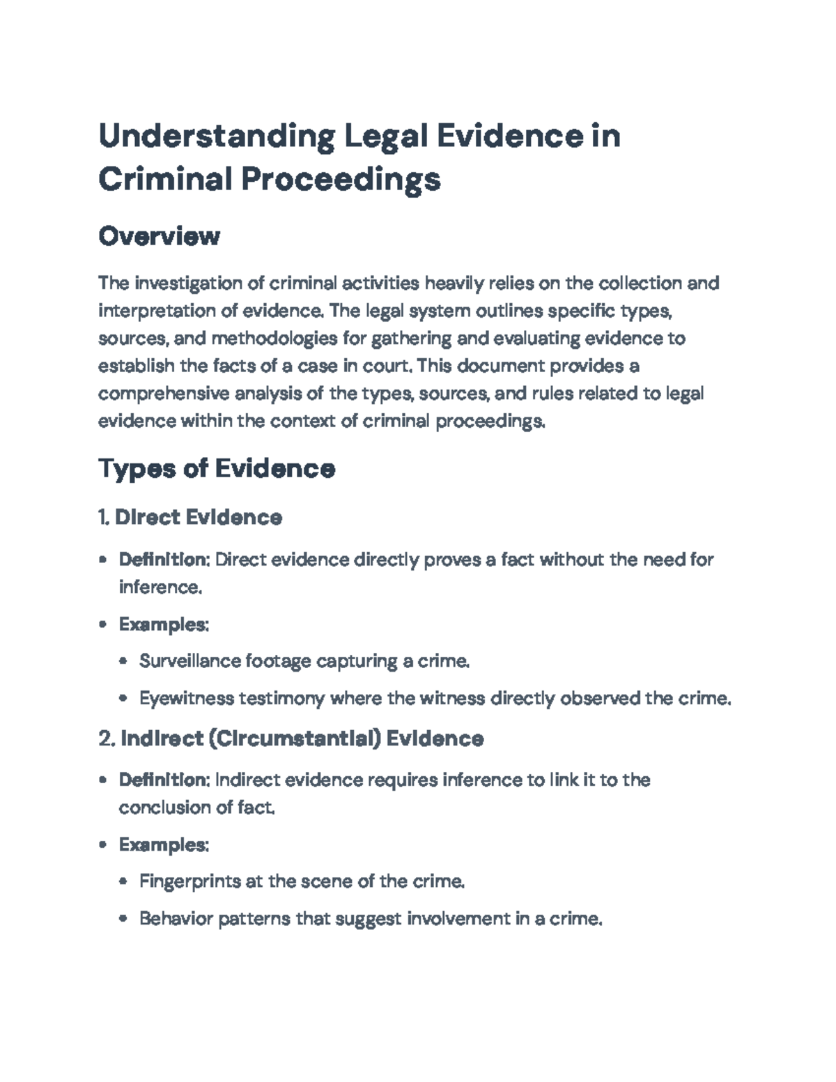 Understanding Legal Evidence in Criminal Proceedings: Key Concepts ...
