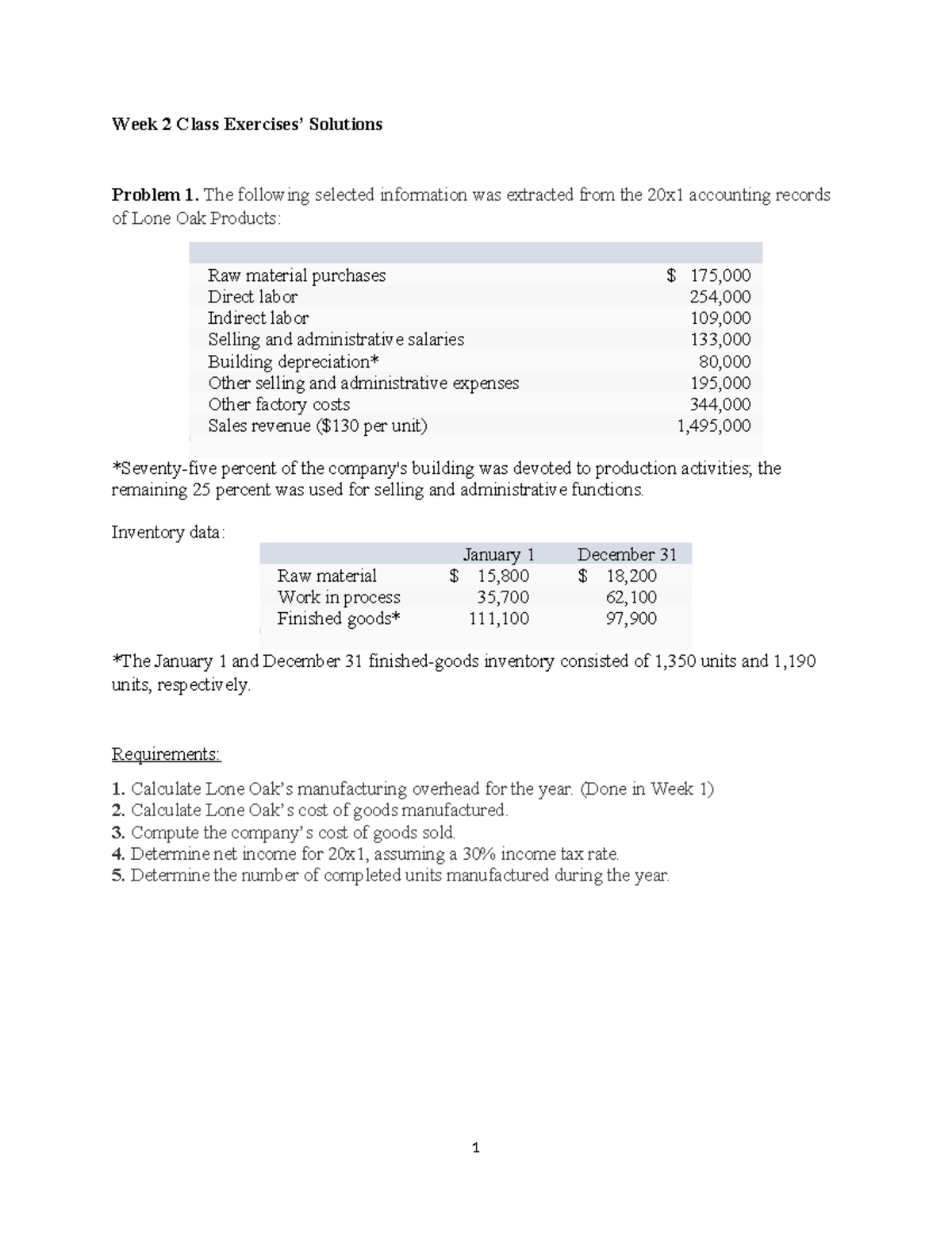 Week 2 Class Exercise Solutions (ACC 101) - Studocu