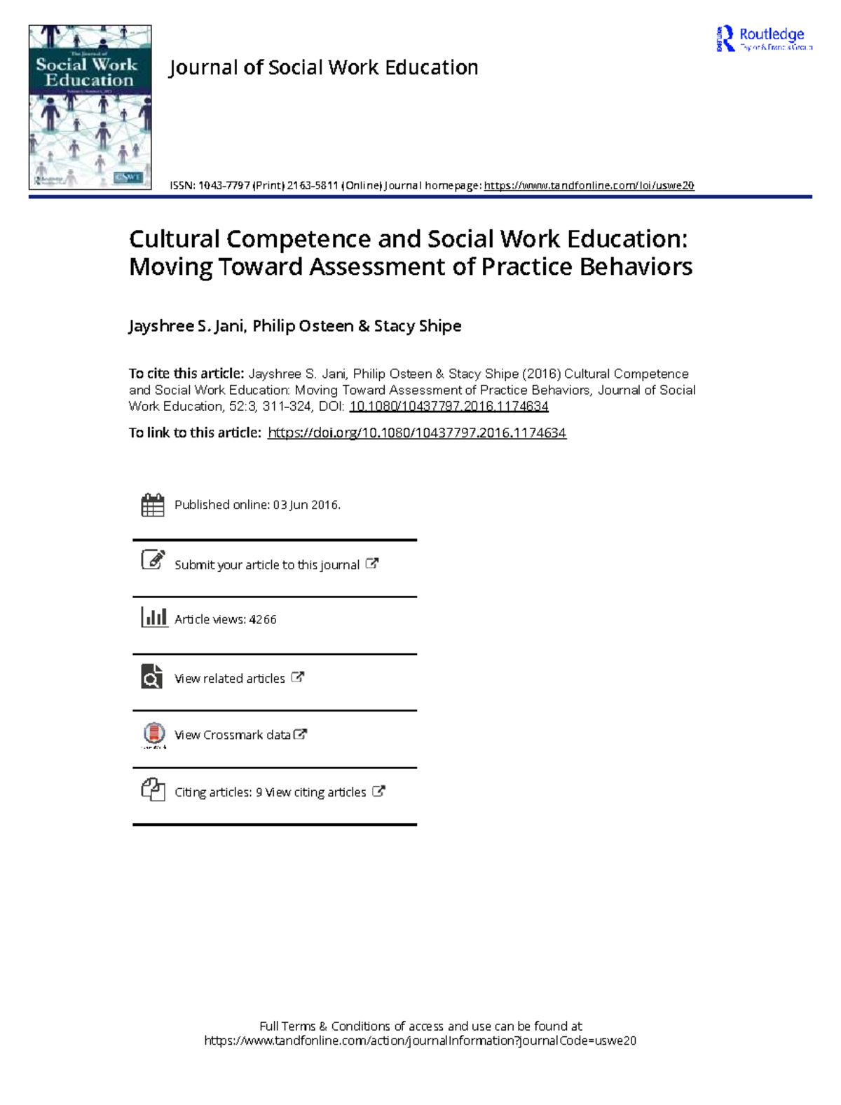 Cultural Competence in Social Work Education: Assessing Practice ...