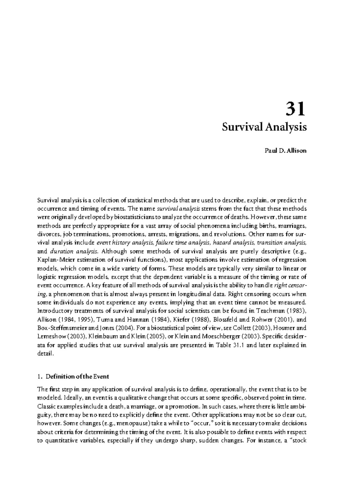 Survival Analysis Techniques in Social Sciences (Course Code: 31) - Studocu