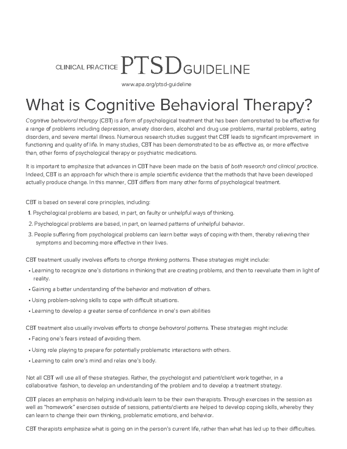 CLINICAL PRACTICE: Understanding Cognitive Behavioral Therapy (CBT ...
