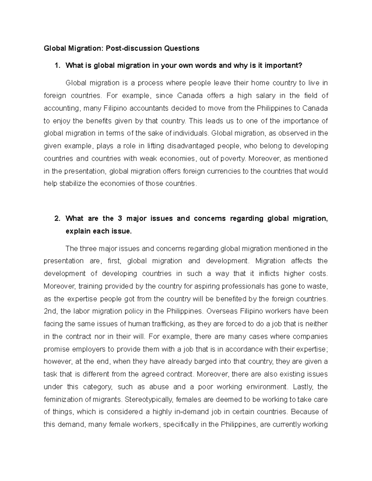 Global Migration Insights: Importance, Issues & Concerns (Course Code ...