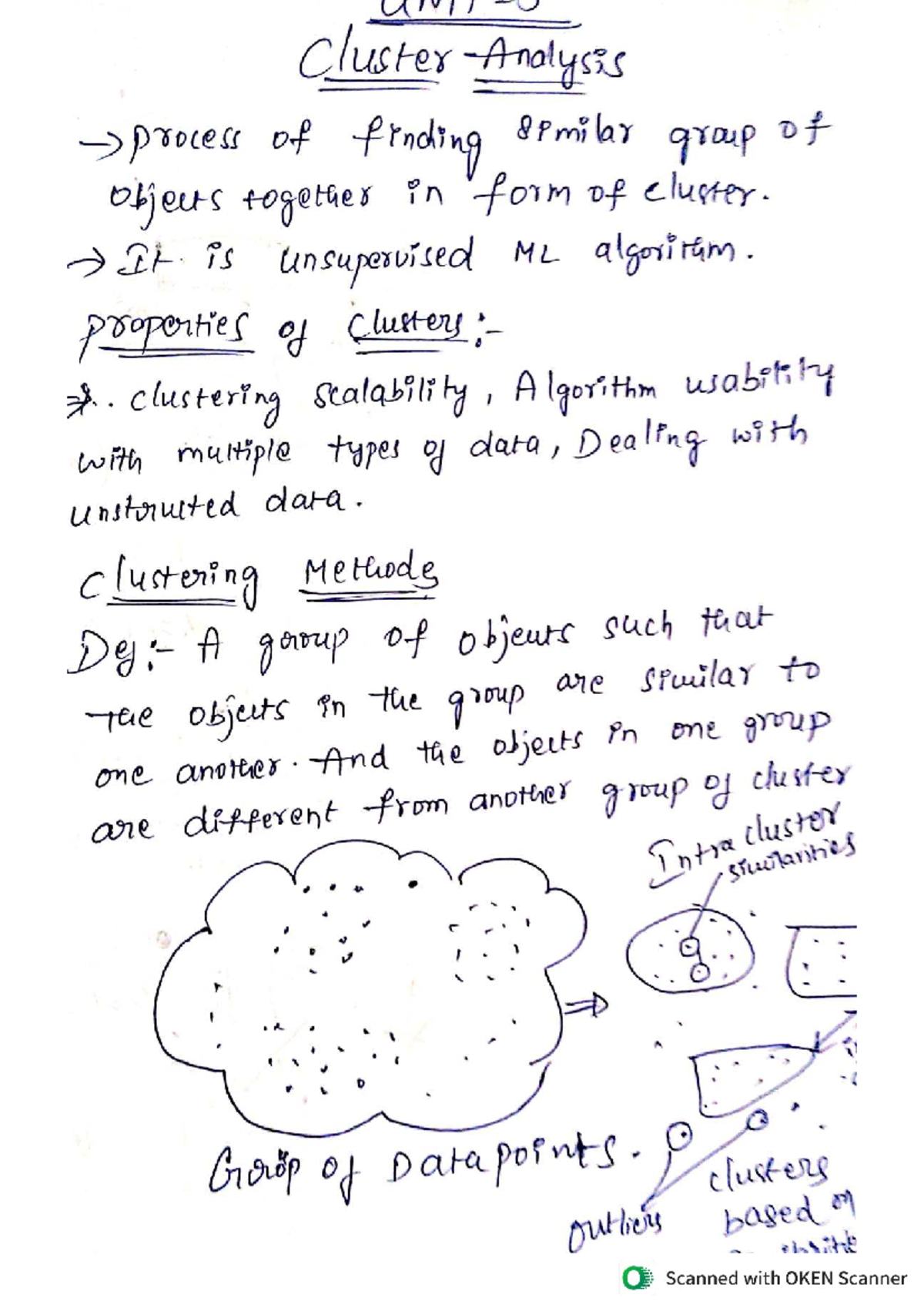 Cluster Analysis Techniques in Unsupervised ML (Unit 5) - Studocu
