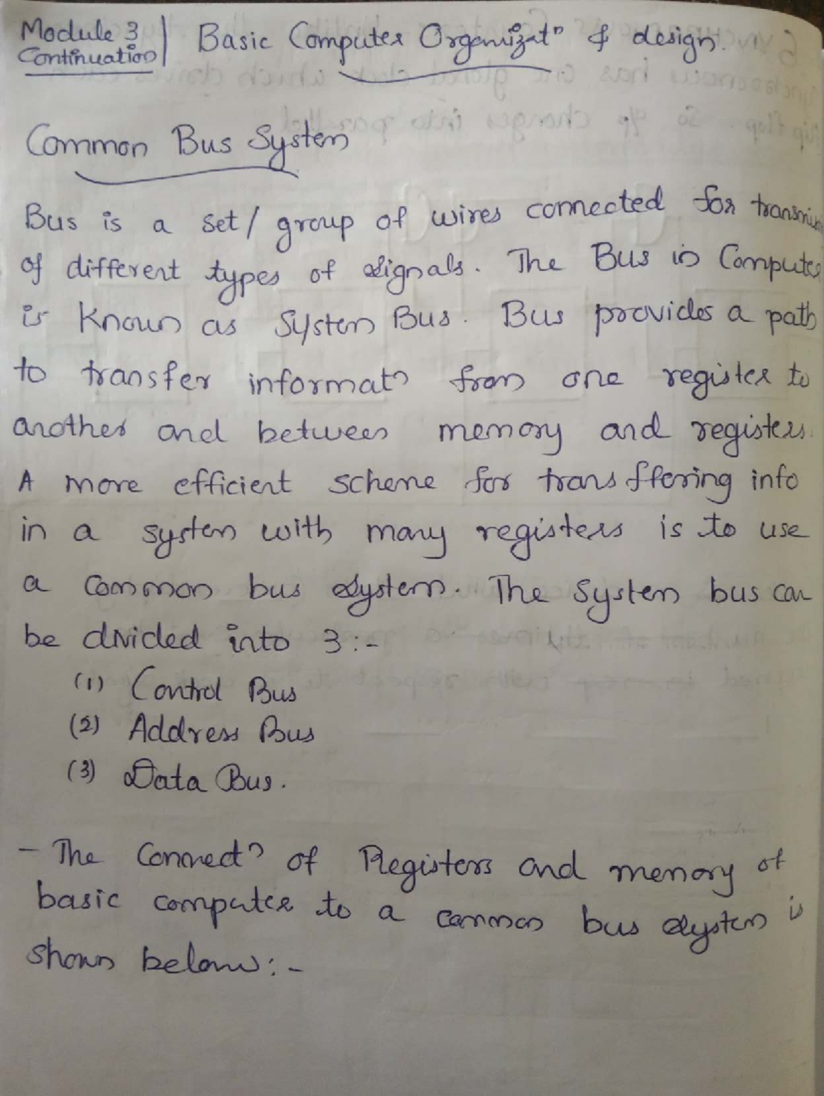 COA Module 3: Common Bus System and Register Instructions - Studocu