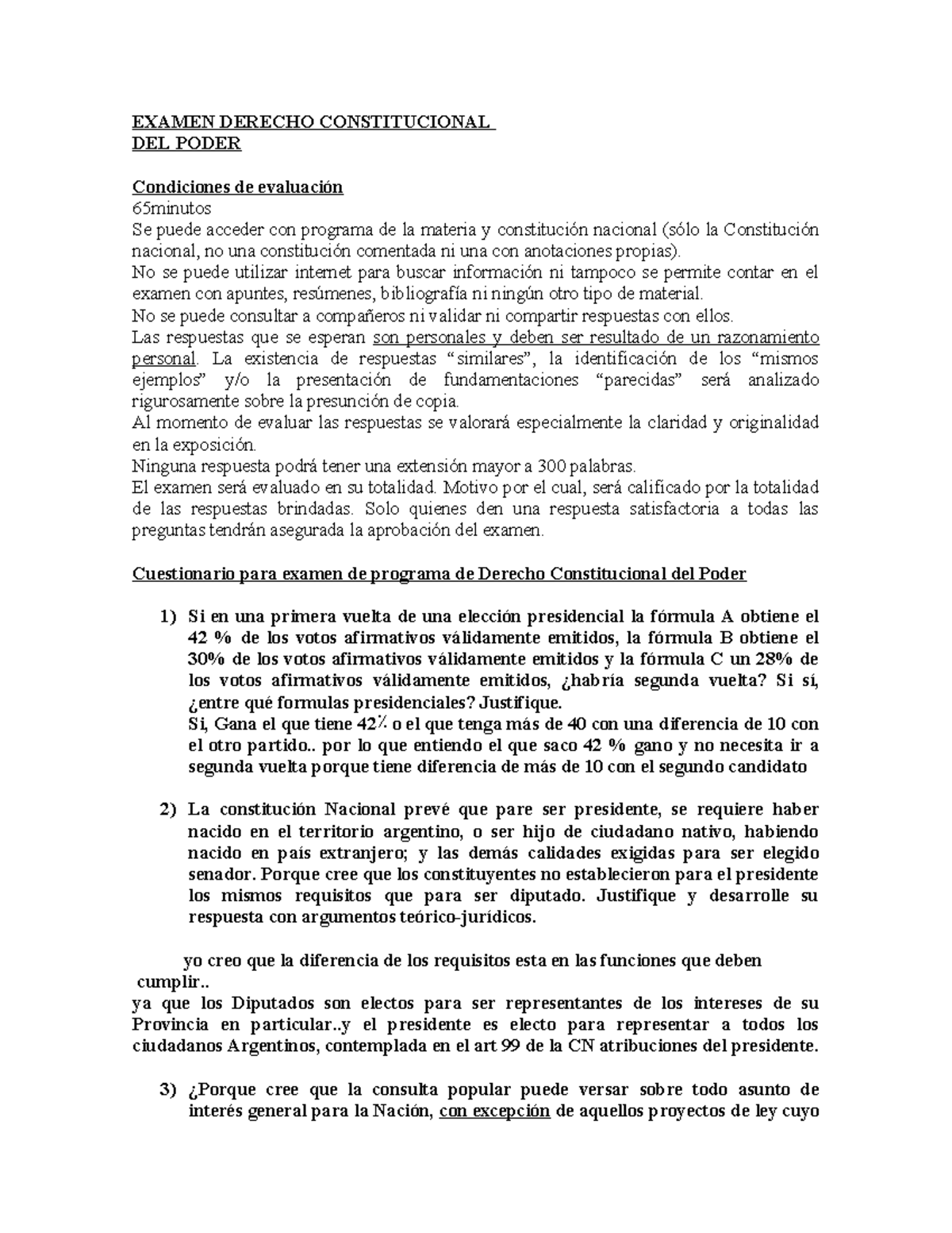 Examen de Derecho Constitucional DEL Poder UG066: Guía de Estudio y ...