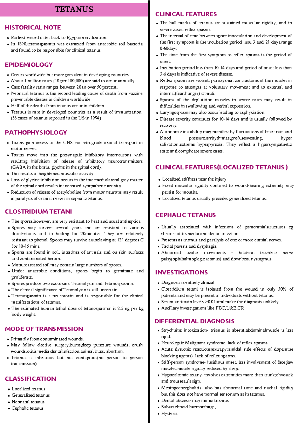 CHN- Midterms-LAB - Tetanus Overview and Management - Studocu