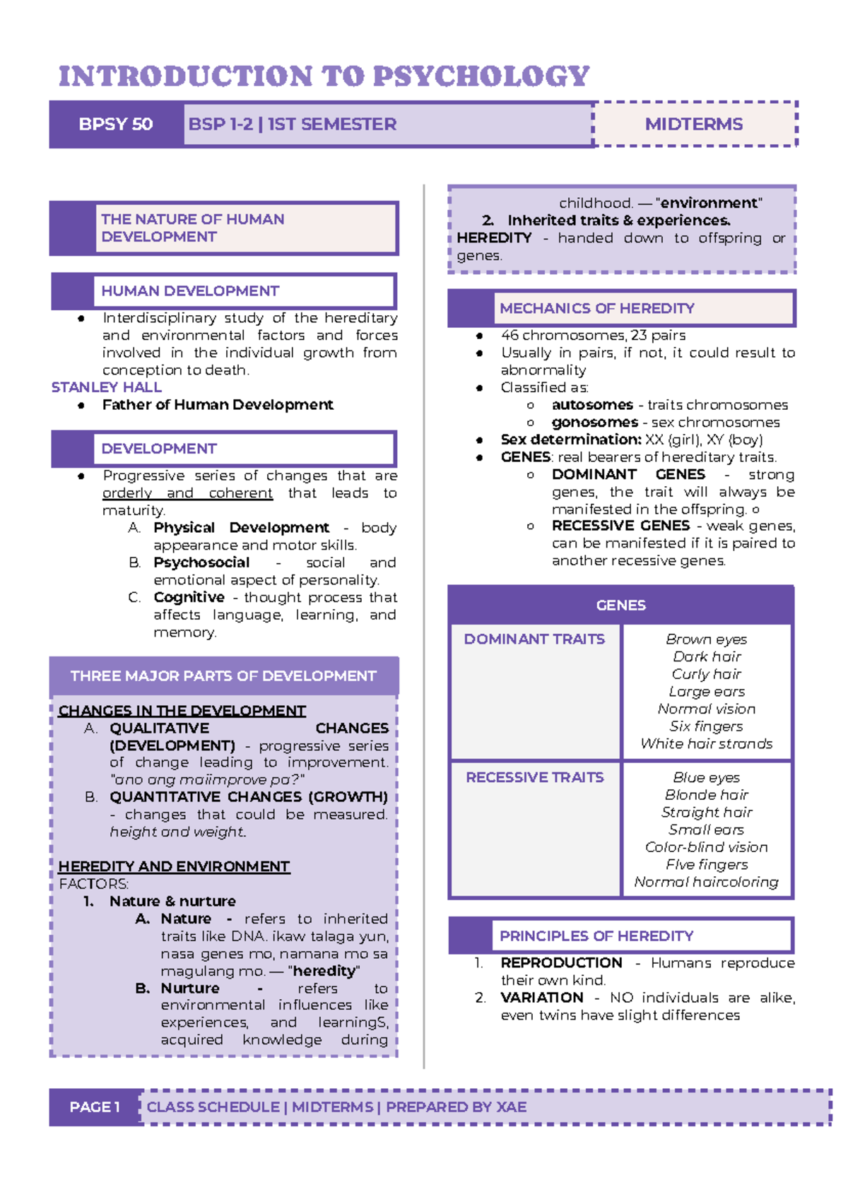 BPSY 50 1ST SEMESTER MIDTERM NOTES ON HUMAN DEVELOPMENT - Studocu