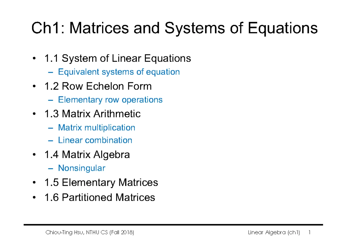 CS 2334 02 Linear Algebra: Ch0 Lecture Slides Summary - Studocu