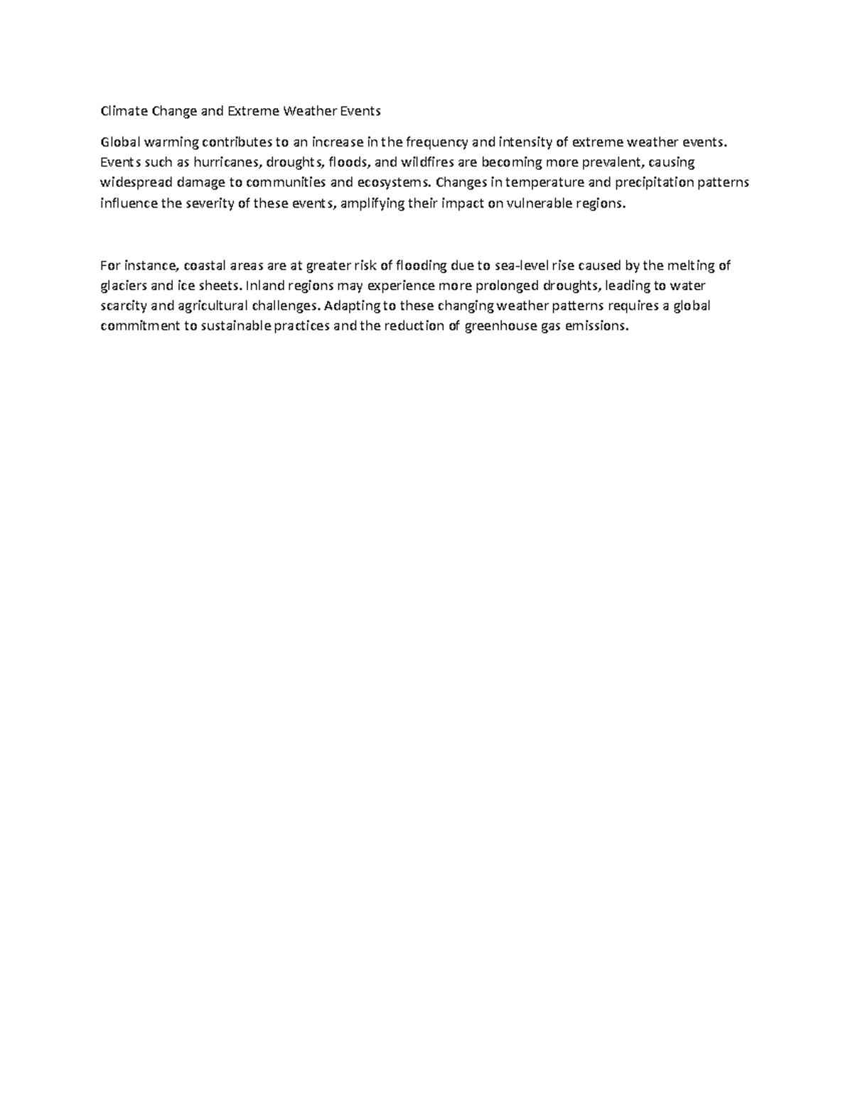 Climate Change and Extreme Weather Events - Events such as hurricanes ...