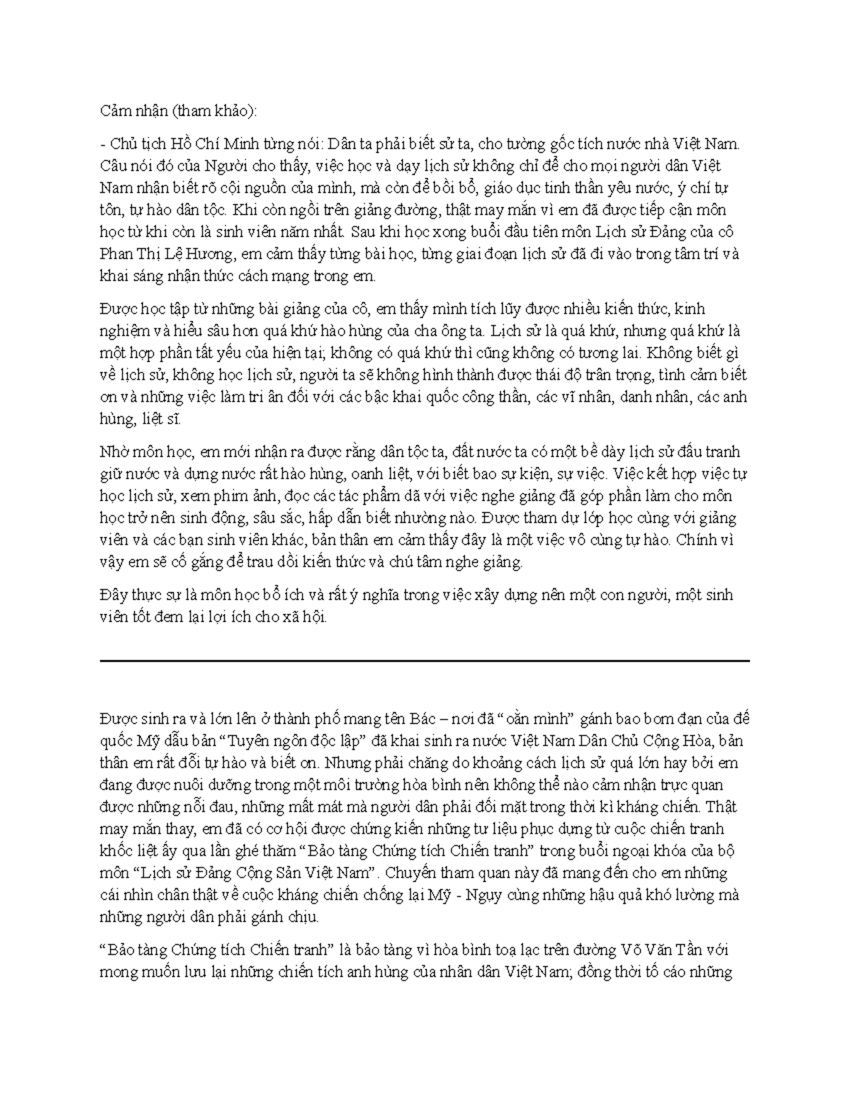 Cảm Nhận Tham Khảo: Bài Thu Hoạch Môn Lịch Sử Đảng Cộng Sản Việt Nam - Document Preview