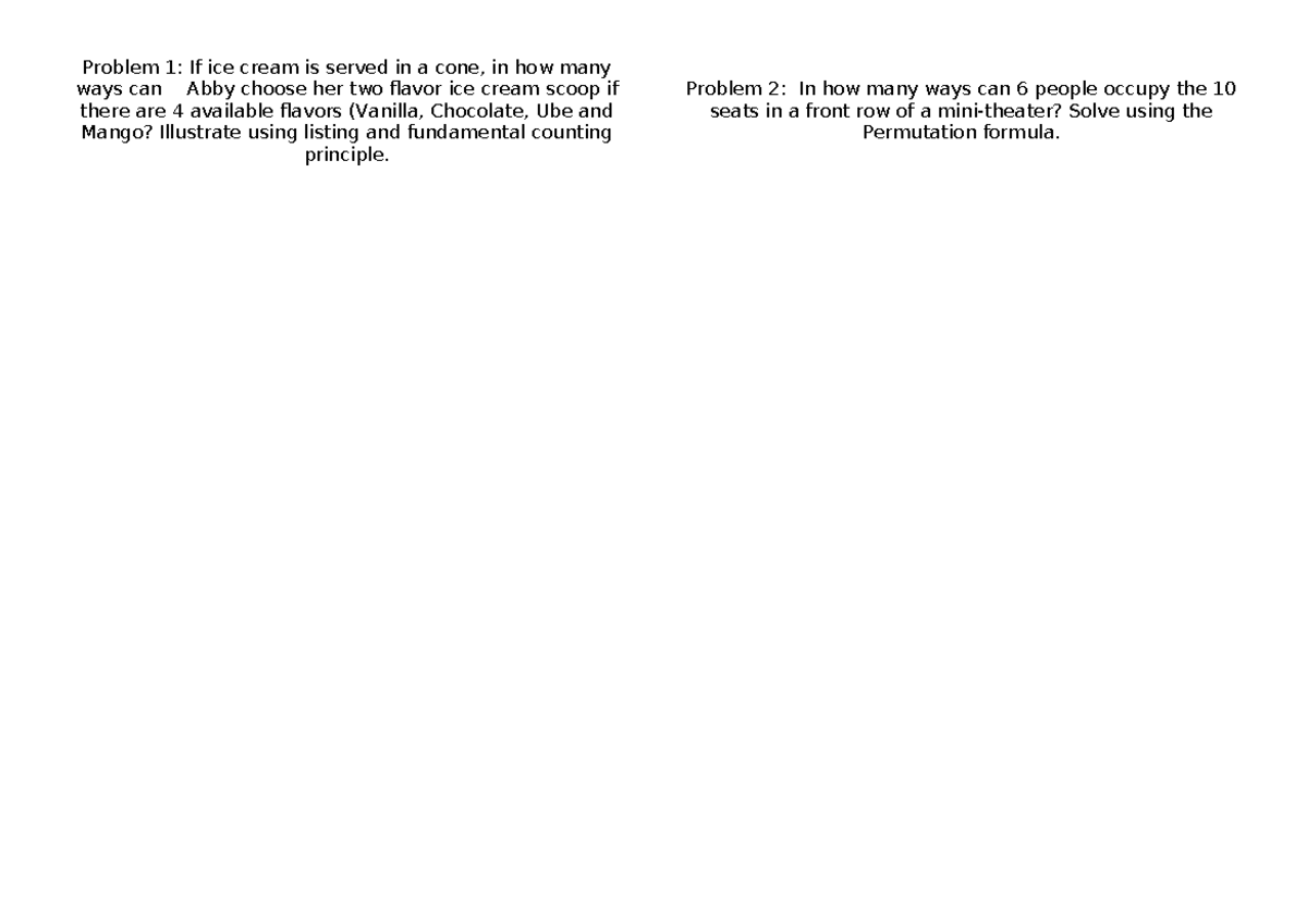 Computation of Combinations & Permutations (Activity Sheets) - Studocu