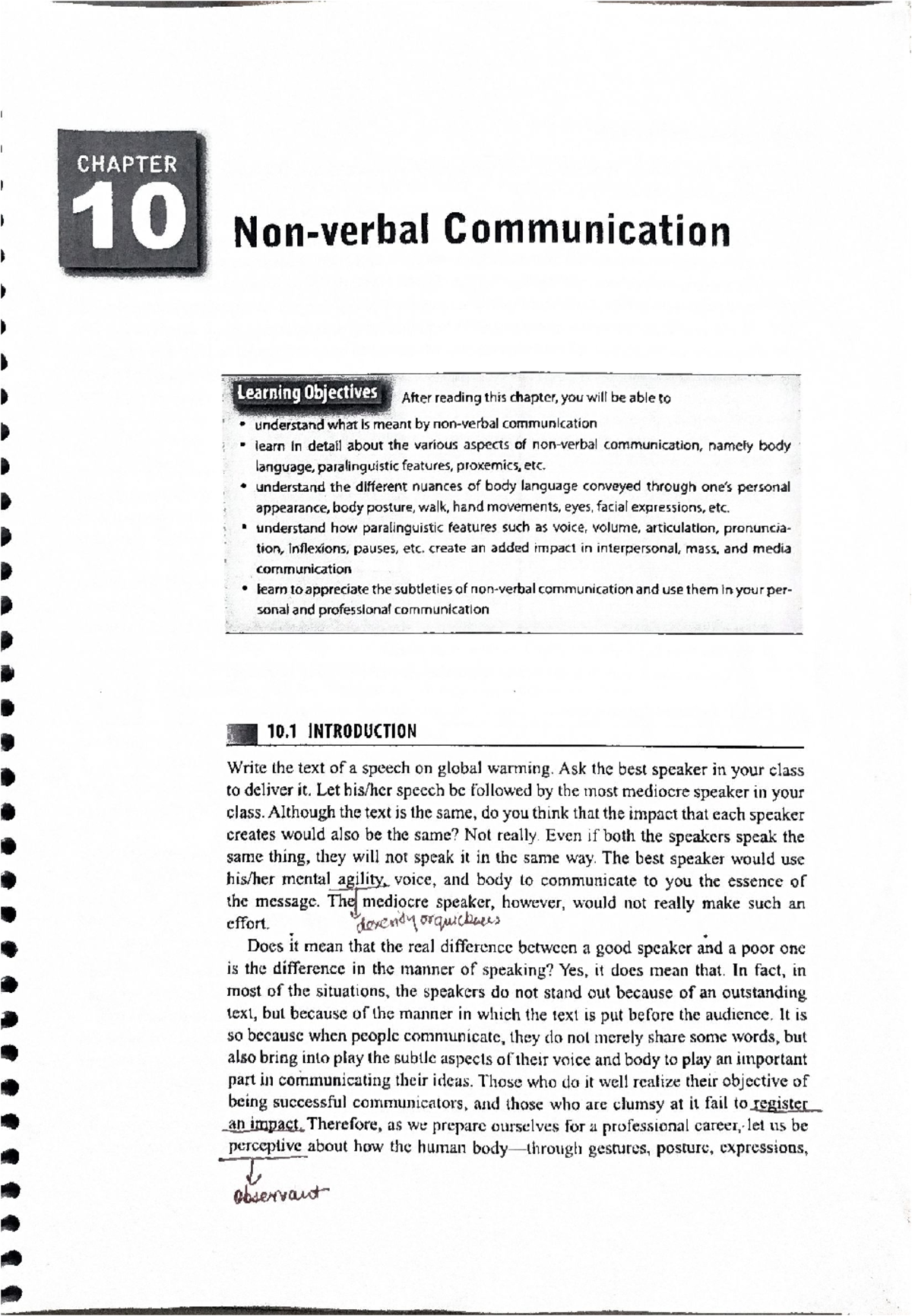 CHAPTER 10: Non-Verbal Communication and Body Language - Studocu