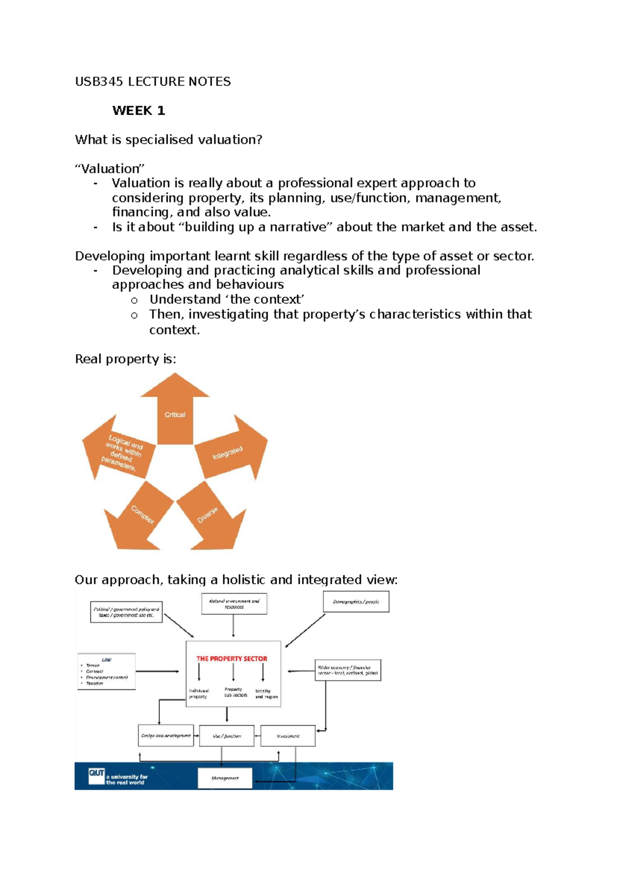 USB345 LECTURE NOTES WEEK 1-2: Specialised Valuation & Compulsory ...