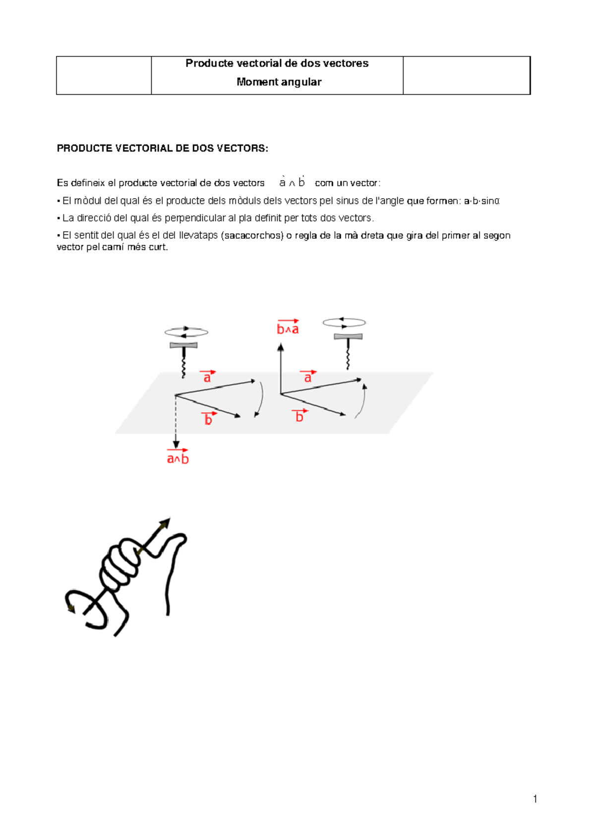 Moment Angular - campo gravitatorio - a b Producte vectorial de dos ...