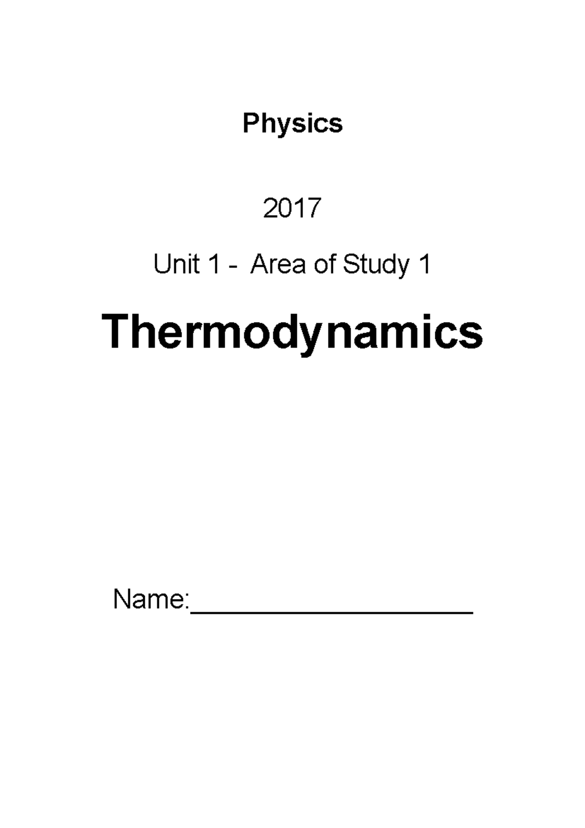 2017 PHYS 101 Unit 1 - Thermodynamics Exam Practice Questions - Studocu