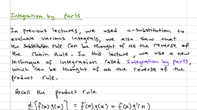 Integration by Parts: Lecture Notes for Math 7 - Studocu