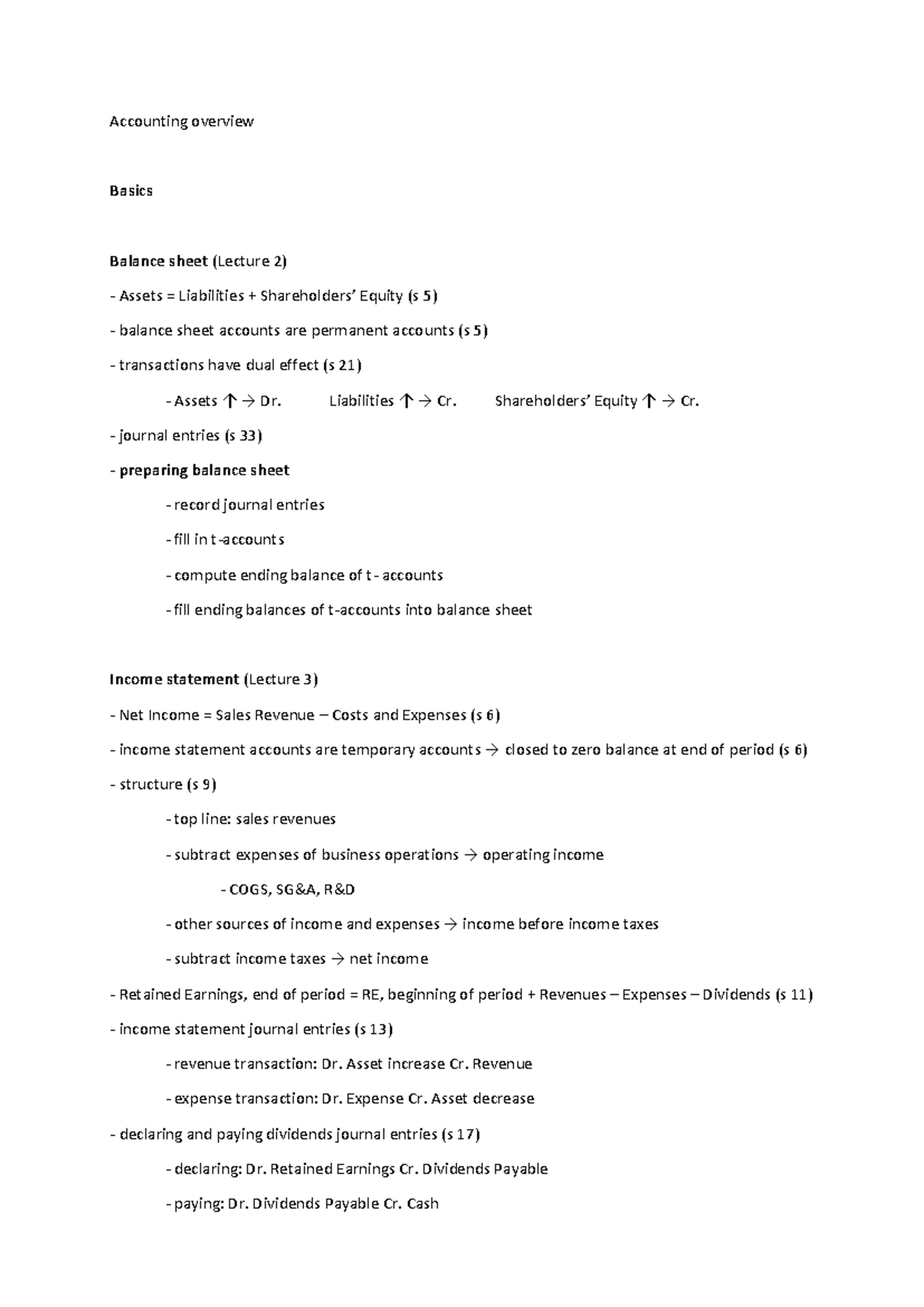 ACC 300 Lecture Summary: Balance Sheet, Income Statement & Cash Flows ...