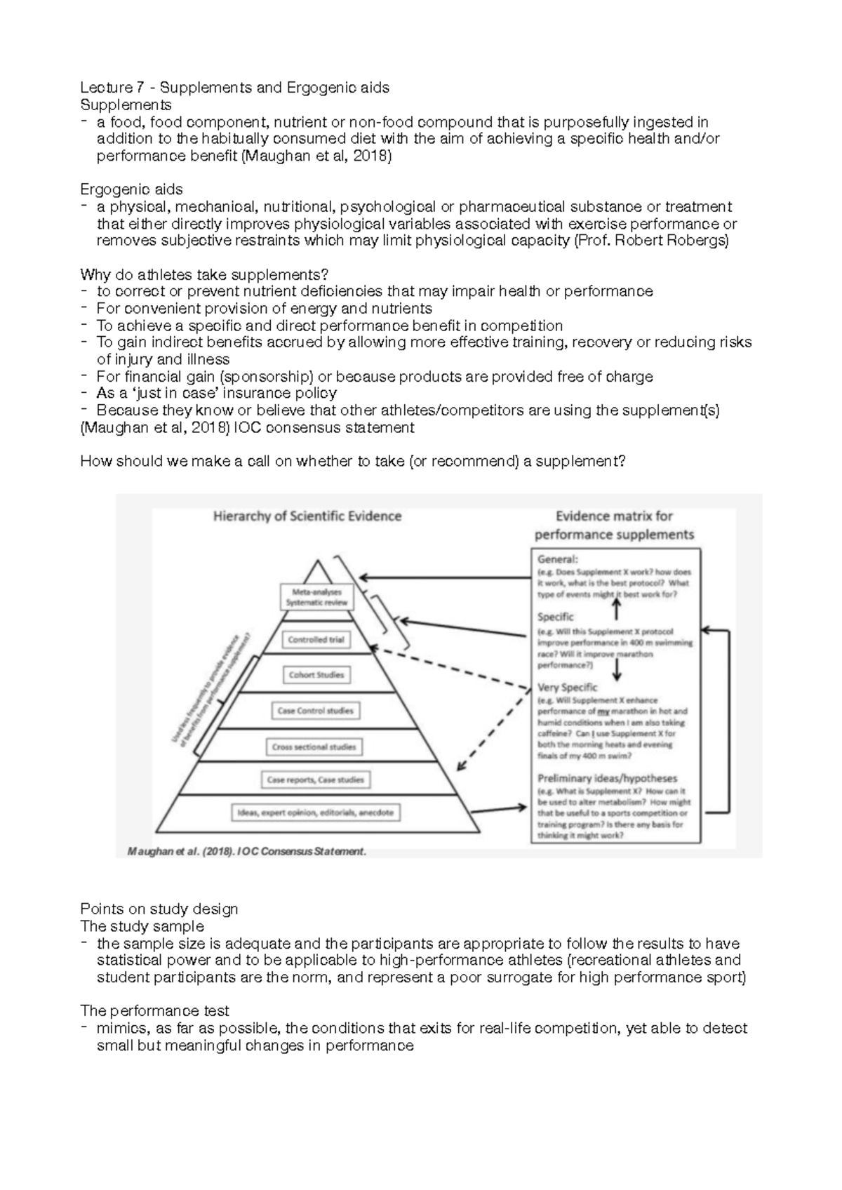 Lecture 7 - Supplements and Ergogenic aids - Robert Robergs) Why do ...