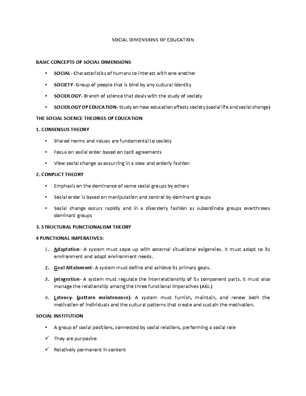 SOC 101: Social Dimensions of Education - Key Concepts and Theories ...