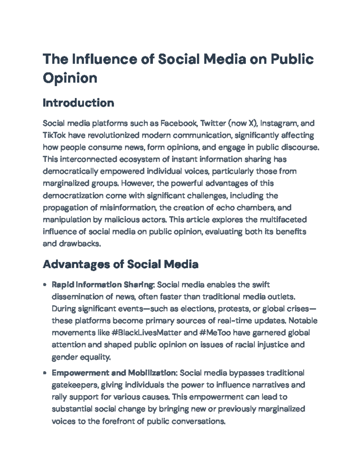 The Impact of Social Media on Public Opinion: Pros & Cons Analysis ...