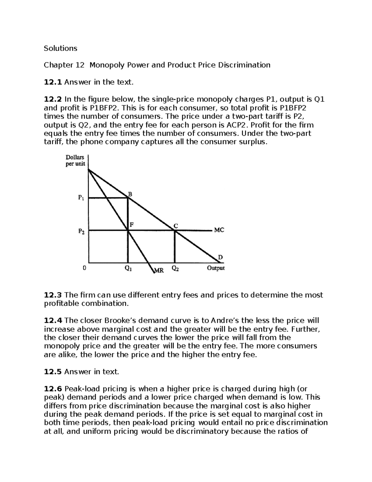 Solutions to Chapter 12: Monopoly Power & Price Discrimination - Studocu