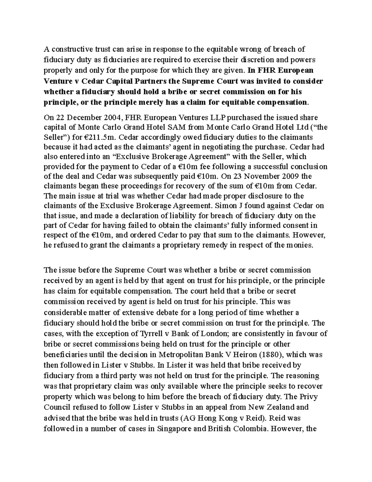 Constructive Trust Essay - A constructive trust can arise in response ...