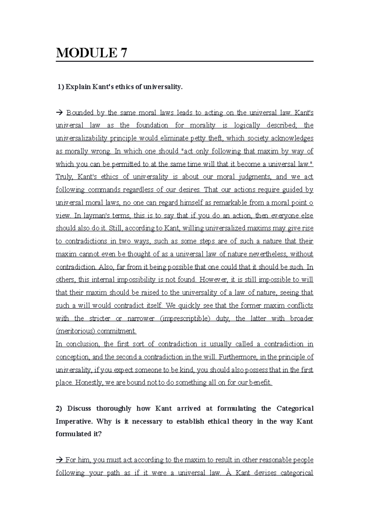 Kant's Ethics: Module 7 - Universality & Categorical Imperative ...