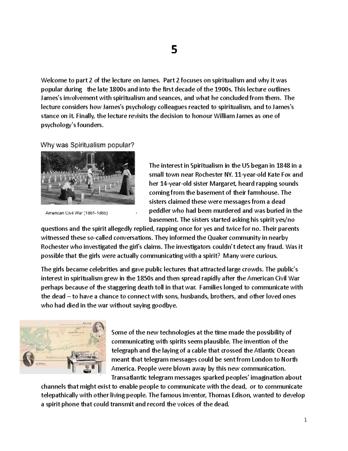 Chp 6 James Notes: Exploring Spiritualism and Its Impact on Psychology ...