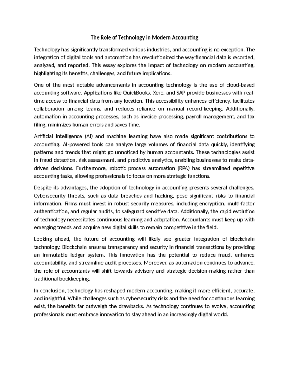 The Role of Technology in Modern Accounting - The Role of Technology in ...