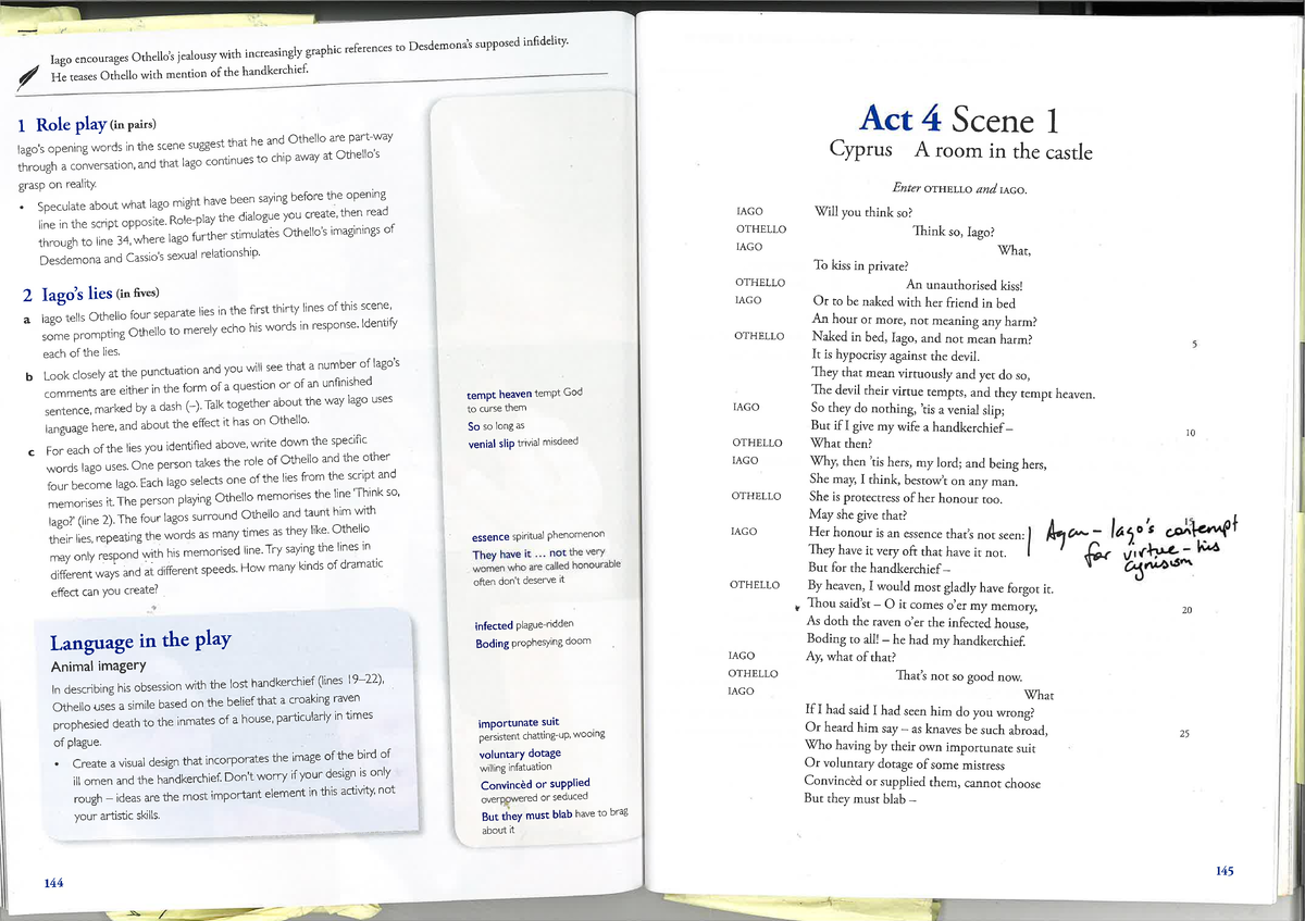 Annotated Analysis of Act 1, Scene 1 of Othello - Studocu