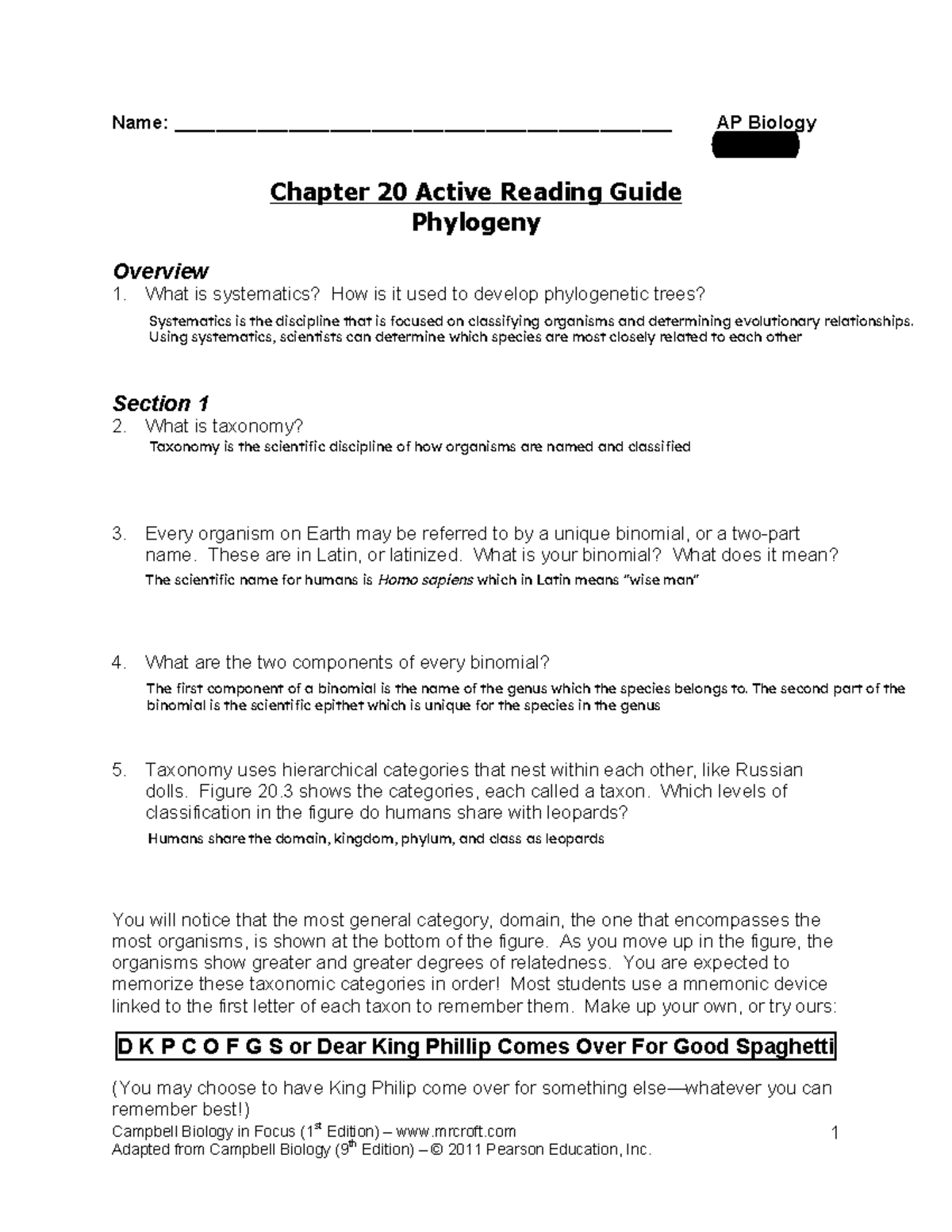 AP Biology - Aldrich Hernandez - Chapter 20 Active Reading Guide - Studocu